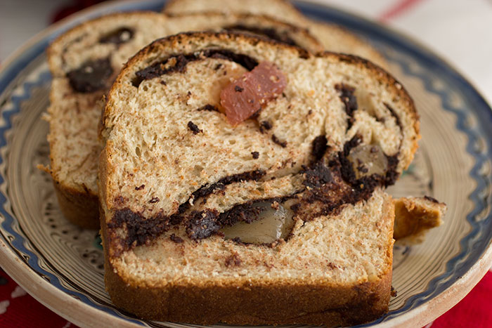 Slice of Cozonac, traditional Romanian recipe