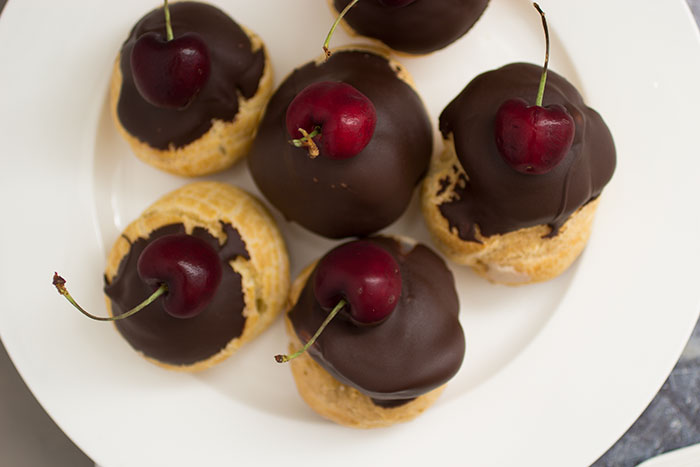 Black Forest Eclairs on a plate