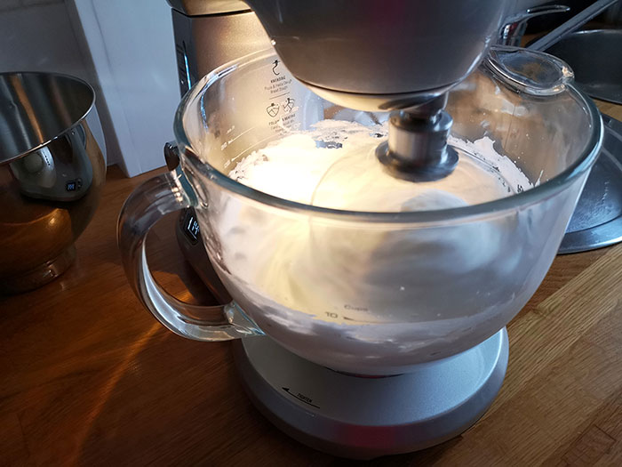 Whipping egg whites at the Bakery Boss