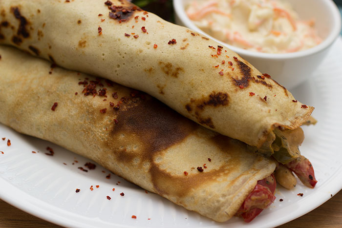 Close up of Savoury Crepes