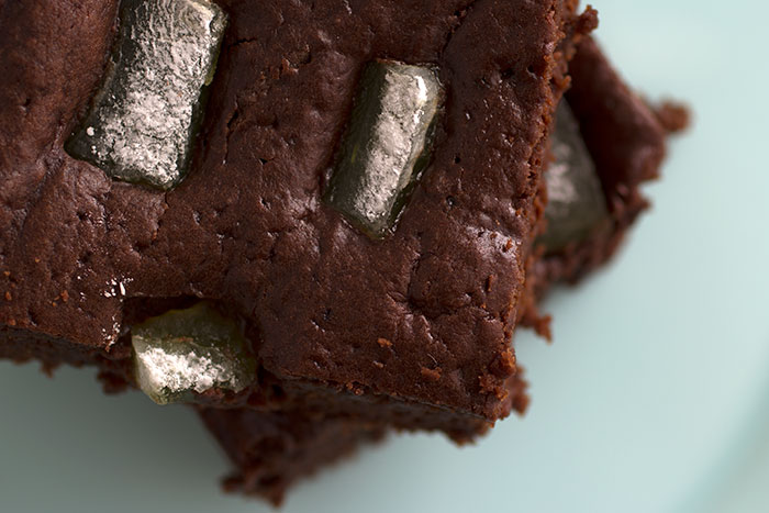 Mint Vegan Brownies. Detail