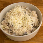 Creamy garlic risotto with mushrooms
