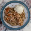 Banana and apricot crumble
